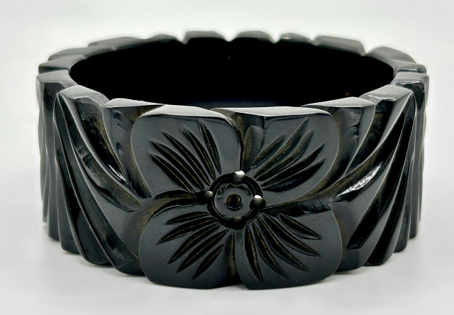 wide near black dogwood carved bangle